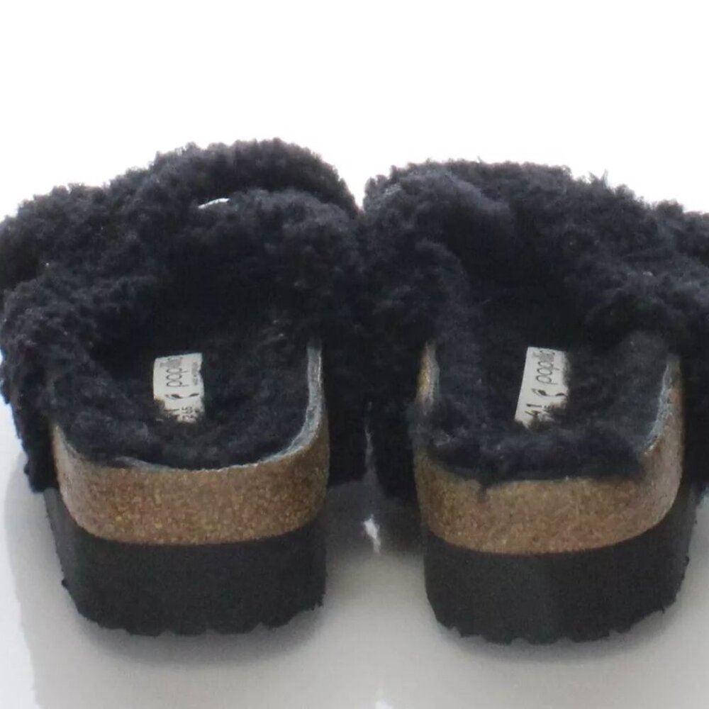 Sz 41 N Women Papillo Shearling Daytona Platform Sandals In Black